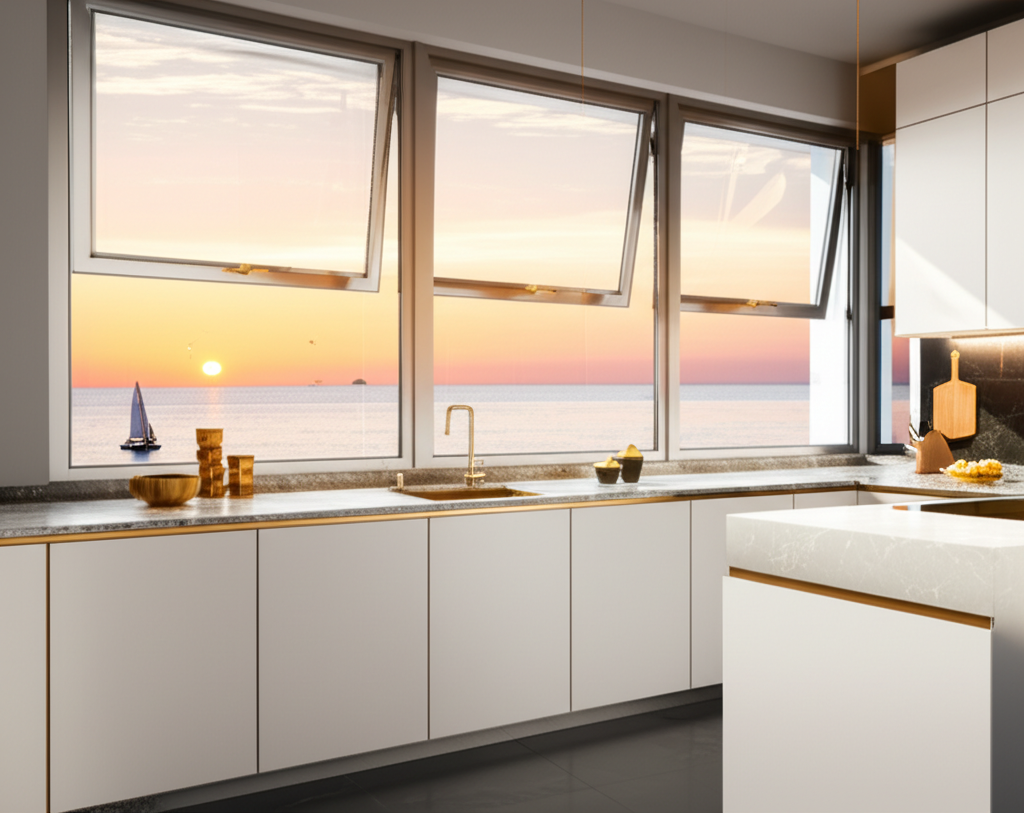 Aluminium Glass Sliding Windows in Kitchen