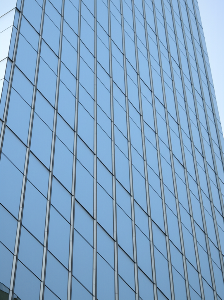Modern curtain wall facade in Dubai