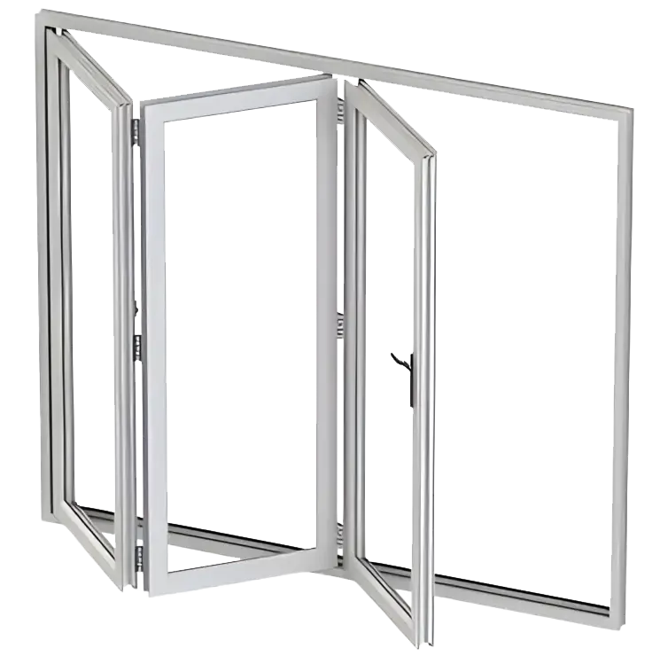 Aluminum folding window system with thermal break