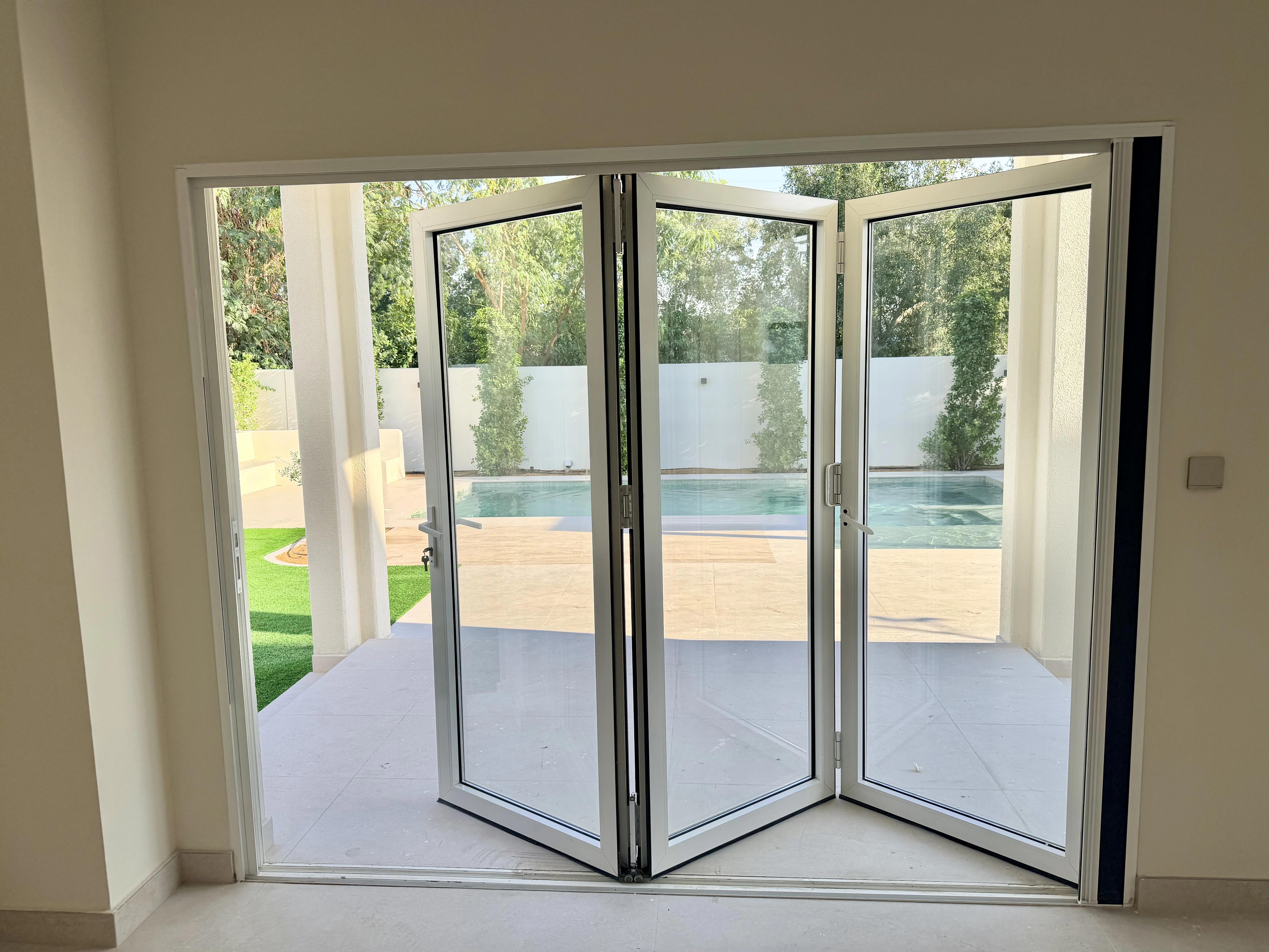 Bifold installation in Damac Hills — 6-panel premium aluminium system for modern luxury living
